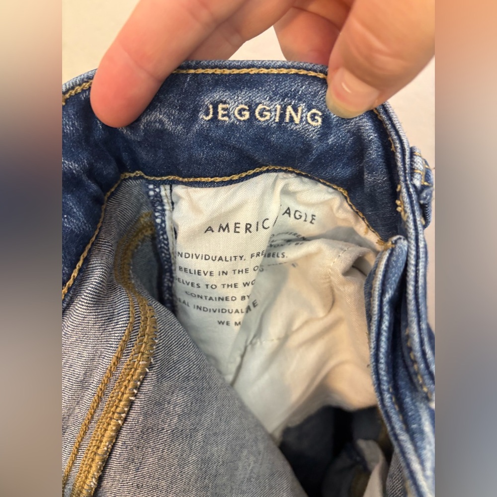 American Eagle Outfitters Distressed Ripped Blue Skinny Jeans Size 0 - Picture 8 of 11